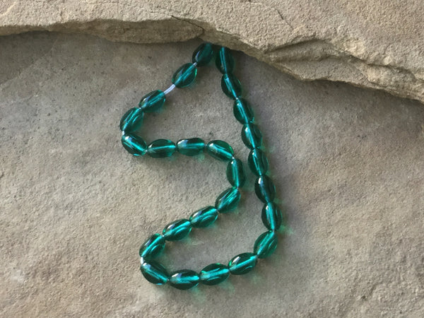 B3651  FULL Strand of Czech Glass Beads “Teal Green”