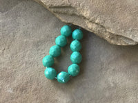 B3653  FULL Strand of Faceted Czech Glass Beads “Sea-foam Green”