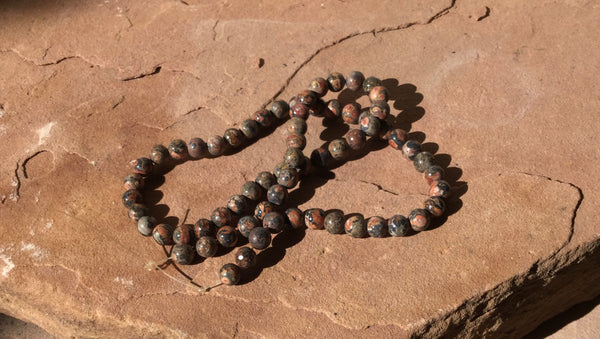 B3760   FULL Strand of Poppy Jasper Beads