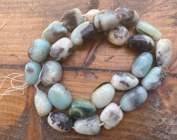 B6173  FULL Strand of Blue Opal Nugget Beads