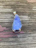 P1443  Dyed Quartz w/ Silver Metal Setting Pendant “Blue”