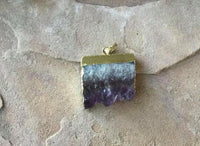 P1880  ONE (1) Amethyst Druzy Electroplated in Gold Pendant