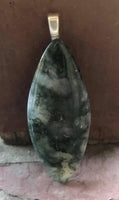 P1404  Moss Agate Marquis Cut Pendant