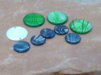 CAB0466  NINE (9) Dyed MOP/Shell Cabochons “Blue/Green”