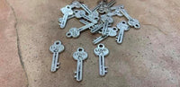 M0317  TWENTY (20) Silver Metal Key Charms “LOVE”