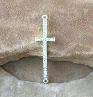 P1877  Silver Plated Rhinestoned Cross Bracelet Connecter/Pendant