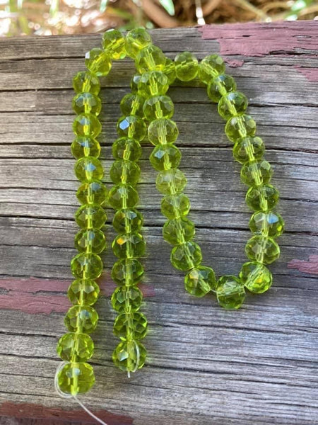 B3880    FULL Strand of Faceted Glass Beads “Green”