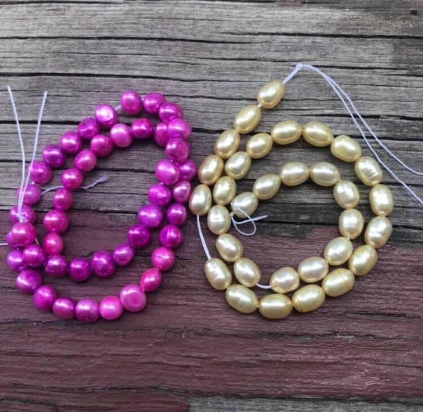 B1428  TWO (2) Dyed Fresh Water Pearl Bead Strands