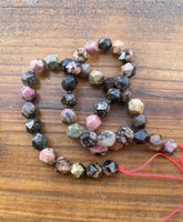 B7771  ONE (1) FULL Strand of Faceted Rhodonite with Matrix Gemstone Beads