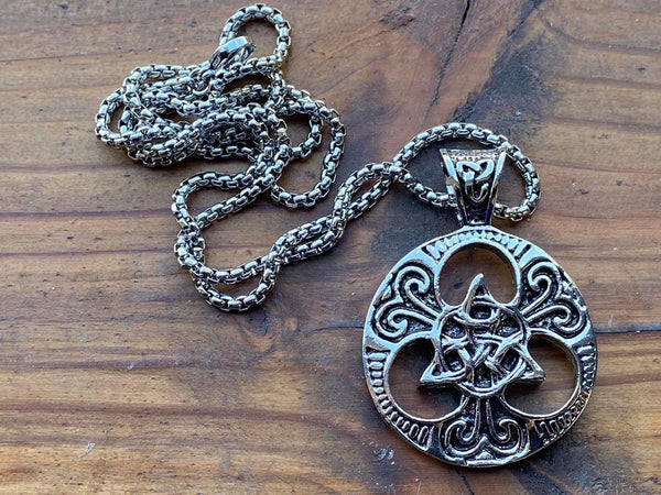 J1113  Awesome Viking/Celtic Design Pendant with a 20” Long Rope Necklace