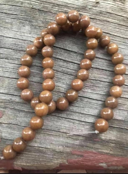 B2940  FULL Strand of Dyed Glass Beads “Tan/Brown”