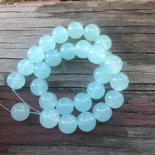 B3945  ONE (1) FULL Strand of Dyed Jade Beads “Baby Blue”