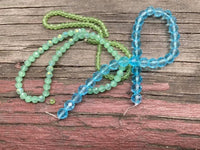 B3871  THREE (3) FULL Strands of Glass Beads “Blue/Greens”