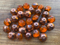 B4188  TEN (10) Faceted Czech Glass Beads “Orange/Copper”