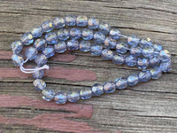 B3628  FULL Strand of Vintage Czech Glass Beads “Light Blue/AB Finish”