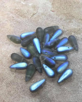 B1158  TWENTY FIVE (25) Czech Glass Teardrop Beads with AB Finish