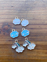 M0503  Set of SIX “Pastel” Gold Plated Metal Charms