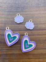 M0505  Set of FOUR “Pastel” Gold Plated Metal Charms