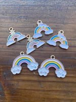 M0506  Set of SIX “Pastel” Gold Plated Metal Charms