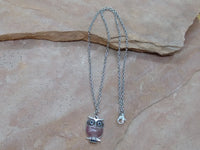 J0307  Silver Metal 22” Long Necklace with Owl Pendant