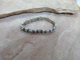 J0355  Vintage Rhinestone Silver Metal Stretchy Bracelet