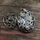 P0113 THREE (3) Vintage Pendants “2 Silver Filigree and 1 Abalone” Circa 1977