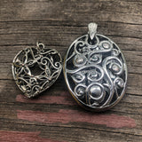 P0113 THREE (3) Vintage Pendants “2 Silver Filigree and 1 Abalone” Circa 1977