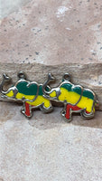 P0436 Set of TWO (2) Hand Made Polymer Clay Elephant Charms/Pendants