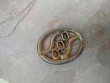 P0955  Vintage Rhinestoned Copper Brooch Circa 1970’s