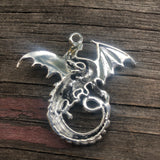 P1126 Silver Filled Metal Dragon Pendant