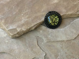 P1244   Cheetah Print Black Filigree Metal Pendant