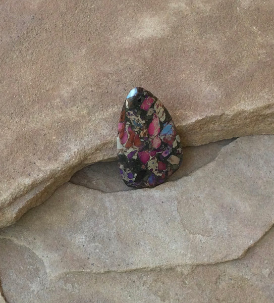 P1343   Purple Mosaic Jasper Shield Pendant