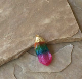 P1360   Rainbow Quartz Gold Electroplated Pendant