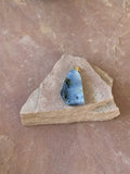 P1437  Thick Sliced Dragon Veined Agate Pendant w/ Gold Plated Attached Bail “Blue”