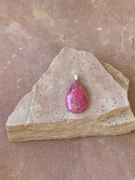 P1439   Pink Sea Sediment Teardrop w/ Attached Bail