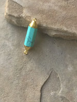 P1494  Turquoise Howelite Encased in Gold Connector/Pendant