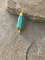 P1494  Turquoise Howelite Encased in Gold Connector/Pendant