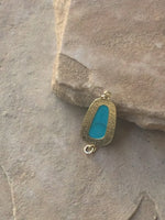 P1497  Turquoise Howelite Surrounded by Rhinestones Connector/Pendant