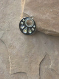 P1528  Clear Rhinestoned in Black Resin Silver Metal Pendant