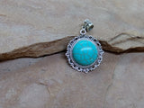 P1550  Turquoise Howelite Silver Metal Pendant