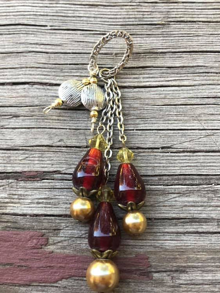 P1569  ONE (1) Handmade Pendant with Vintage Glass Beads “Harvest”