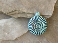 P1826  Raku Glazed Finished Ceramic Pendant “Wheat/Shell Design”