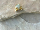 V0104  Vintage Gold Plated and White Rhinestoned Bear Brooch