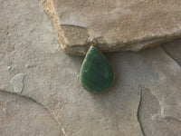 V0123   Vintage Green Aventurine Teardrop Wrapped in Copper Pendant