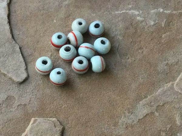 V0971  ELEVEN (11) Vintage Handmade Ceramic Trade Beads Circa 60’s