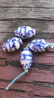 V0426 Set of FOUR (4) Vintage Japanese Ceramic Tube Beads