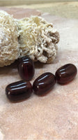 V0444 Set of FOUR (4) Vintage Glass Tube Beads “Dark Maroon”